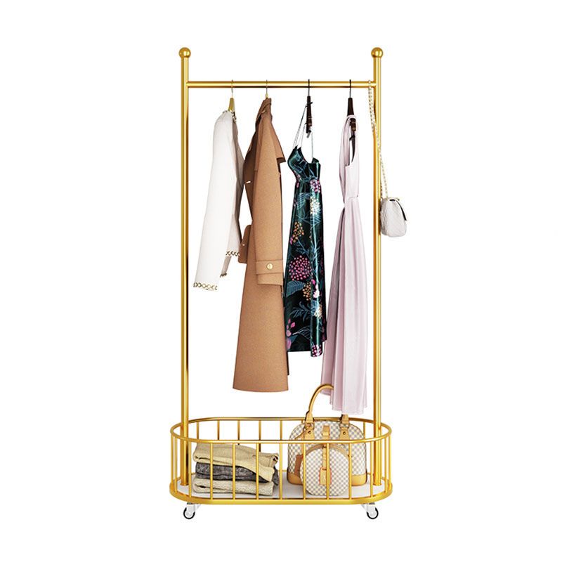 Metal Coat Hanger Modern Style Simple Household Floor Coat Rack with Pulley