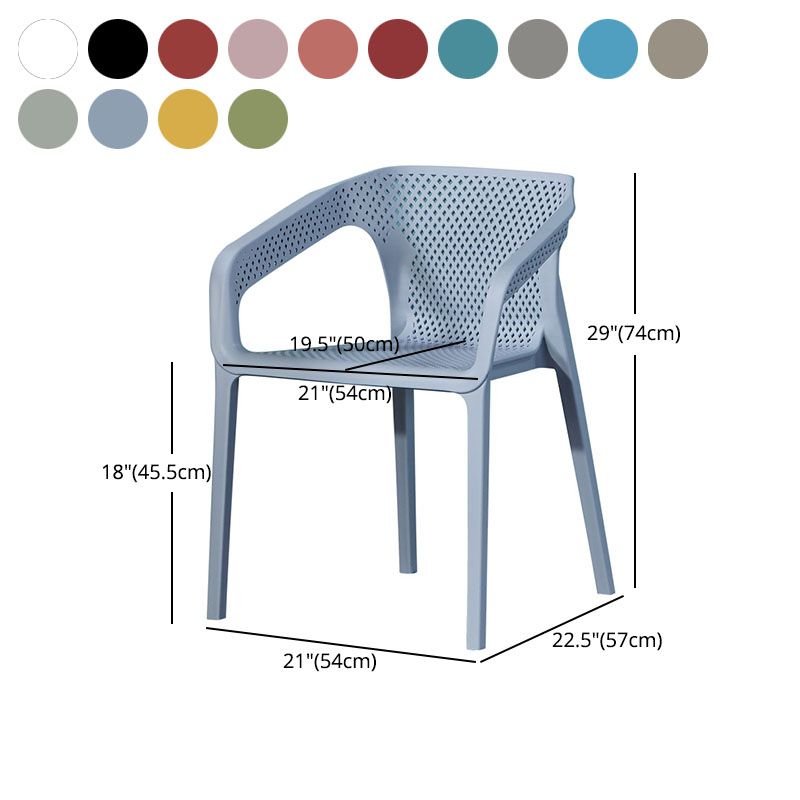 Contemporary Stackable Chair Dining Kitchen Arm Chairs with Plastic Legs