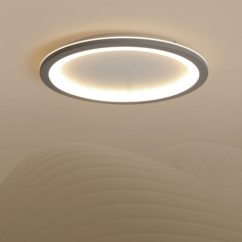 Minimalist Disc Shaped Flush Light Acrylic 10"/19"/23.5" Dia LED Bedroom Flush Mount Ceiling Light in Grey/White