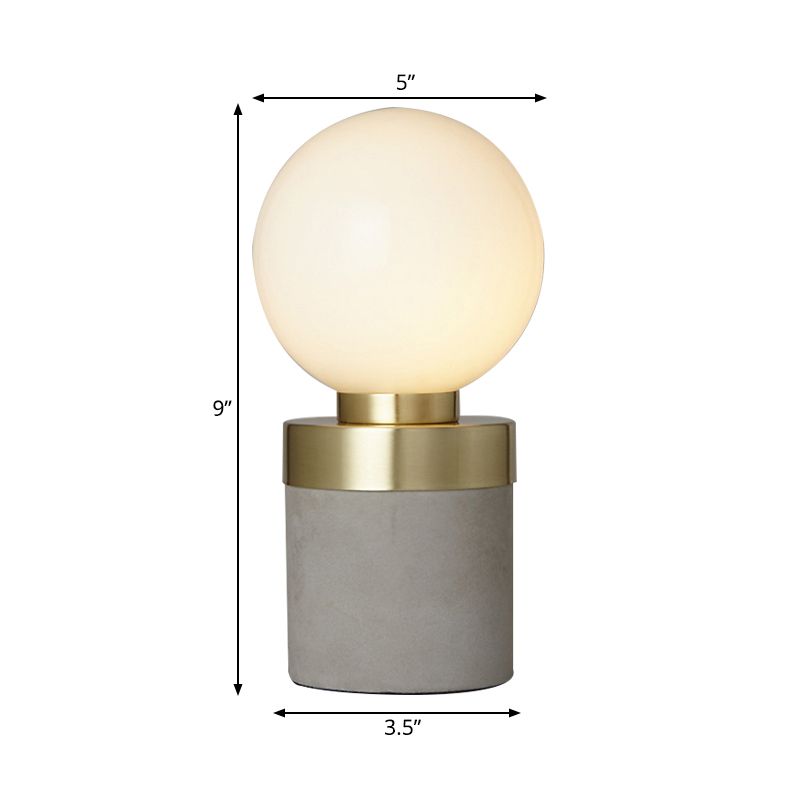 Global Frosted Glass Table Lighting Modern Stylish 1 Light Gray Table Lamp with Cement Cylinder Base