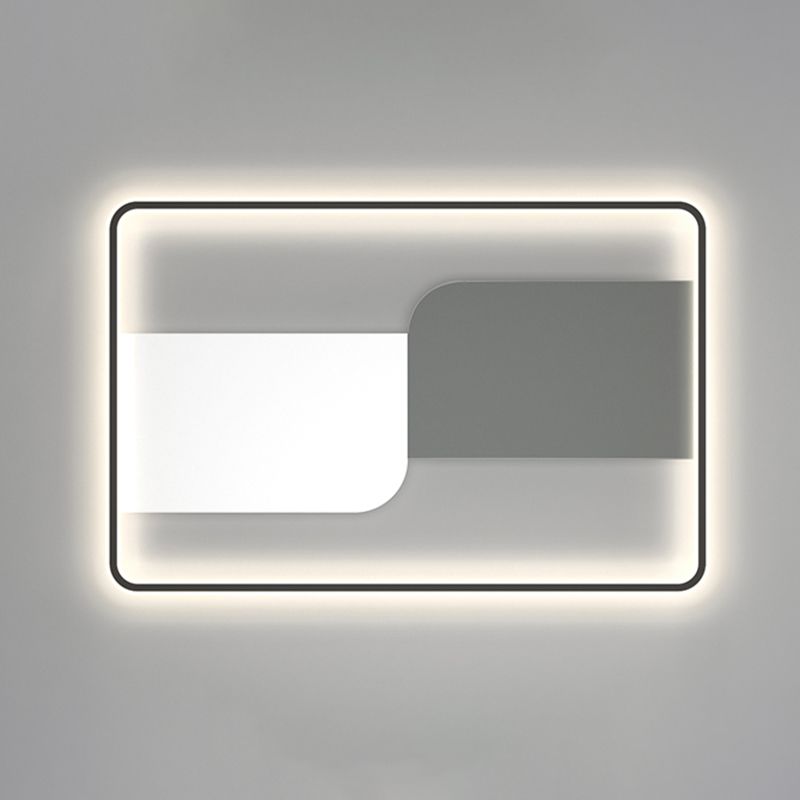 Black Metal Modern Flush Mount Rectangle Shape Ceiling Lamp with Acrylic Shade for Bedroom