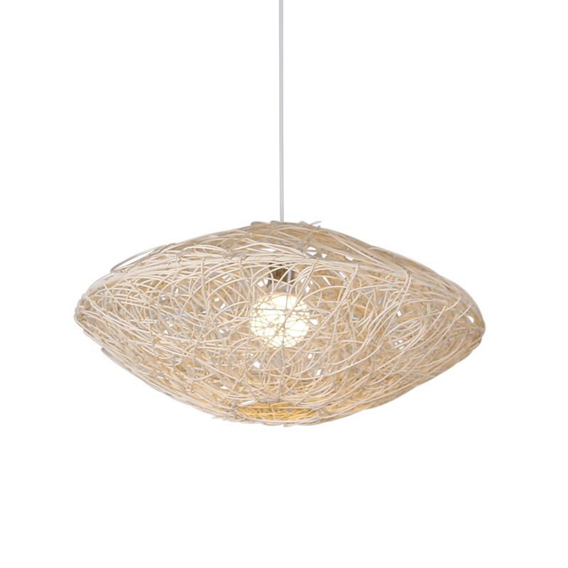 1 casa da tè a testa leggera sospesa asiatica a sospensione Black/Bianco Apparecchio di illuminazione con tonalità di rattan lanterna