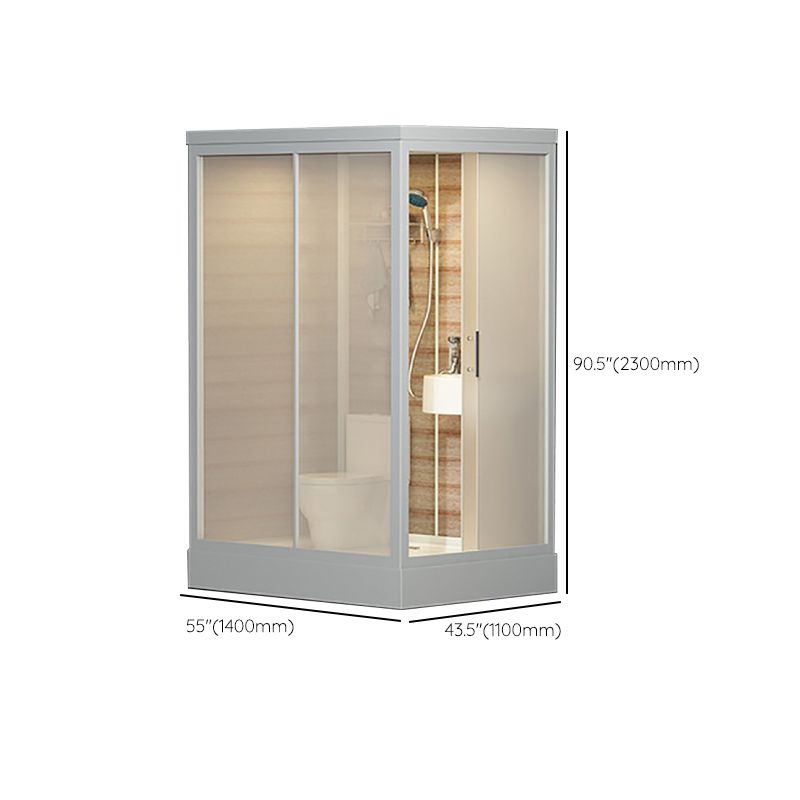 Rectangle Tempered Glass Shower Stall Frosted Semi-Frameless Shower Stall