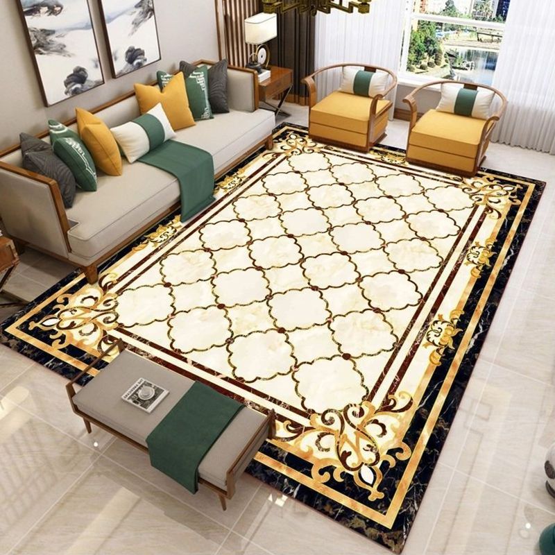 Nostalgia Living Room Rug Multi Colored Floral Printed Area Rug Synthetics Anti-Slip Backing Easy Care Indoor Rug