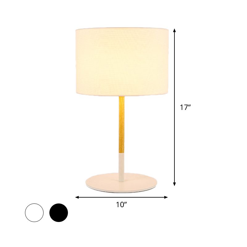 Schwarz/Weiß 1 leichter Tisch Licht Landschaft Stoff Drum Schatten Nachttisch -Beleuchtung mit Metallbasis