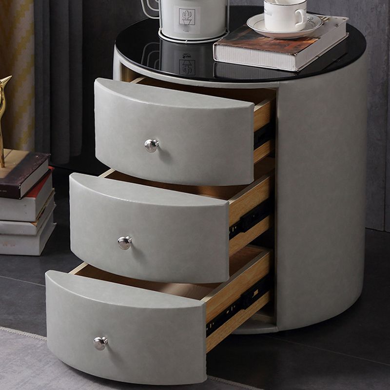 Modern Stone Accent Table Nightstand Drawer Storage Bedside Cabinet for Bedroom