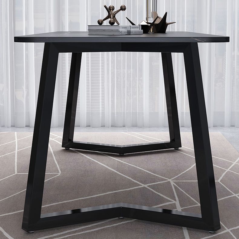 Stone Rectangle Office Desk Modern Style Writing Desk with Iron Legs