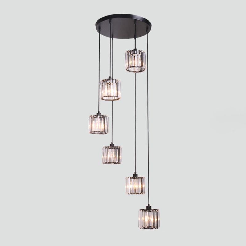 Geometrical Shade Staircase Suspension Light Glass Contemporary Multi Light Pendant