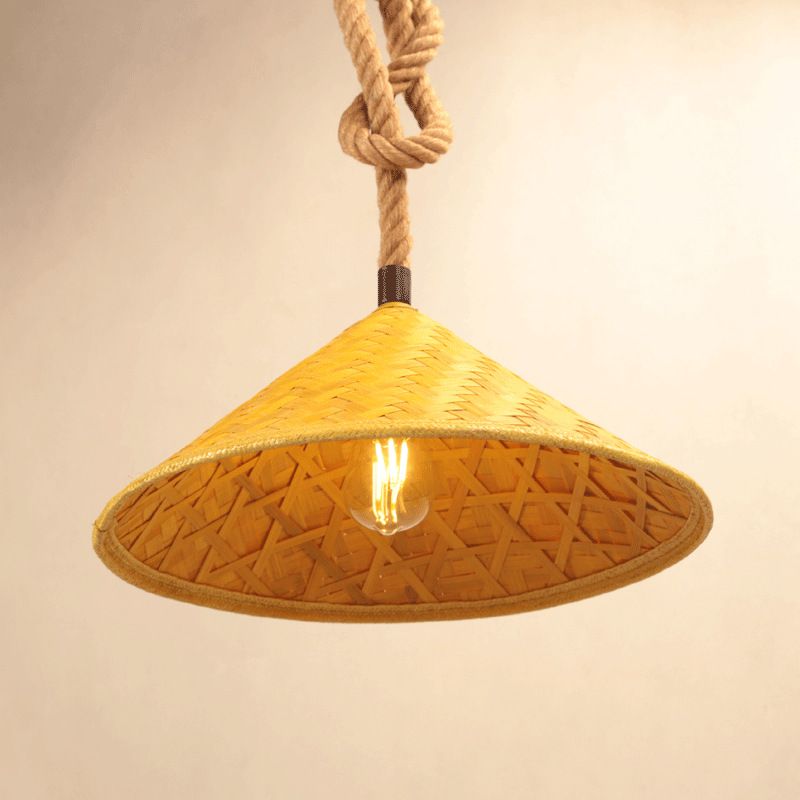 1 Luci a soffitto a sospensione leggera Rustic HAT ROPE KIT LIGHT RATTAN PENDANTE PER FARCHOUSE