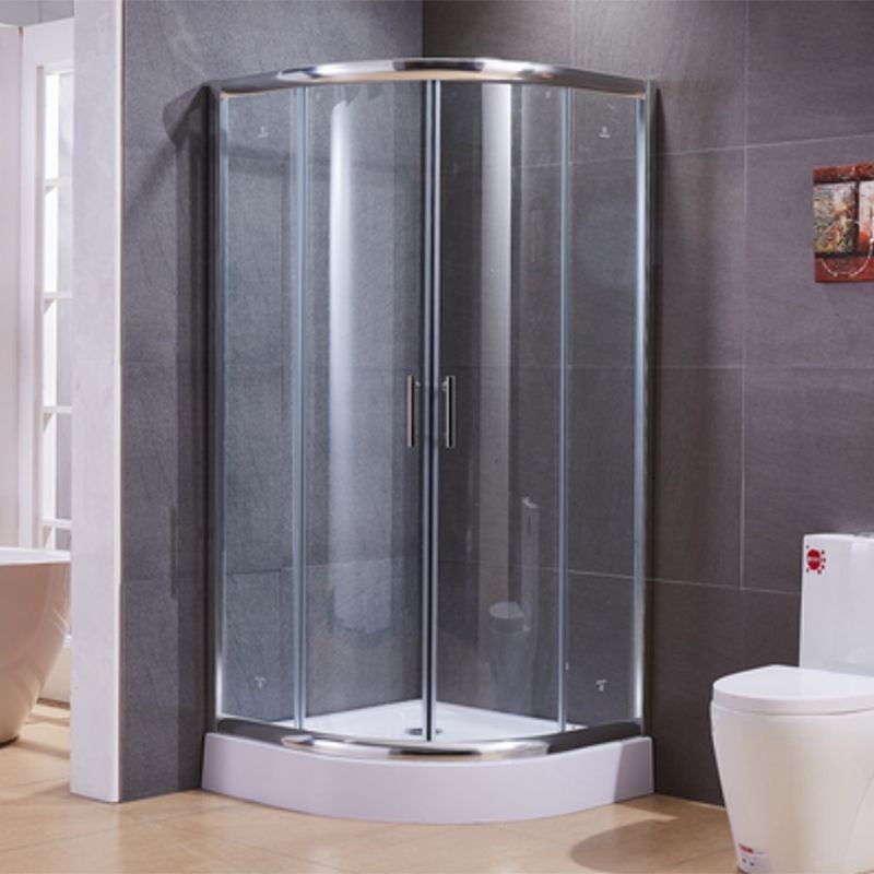 Corner Tempered Glass Shower Kit Silver Semi-Frameless Shower Kit