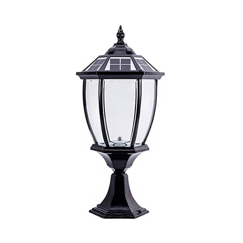 Bell Shade Clear Glass LED Landscape Lighting Classic Outdoor Solar Pier Mount Light