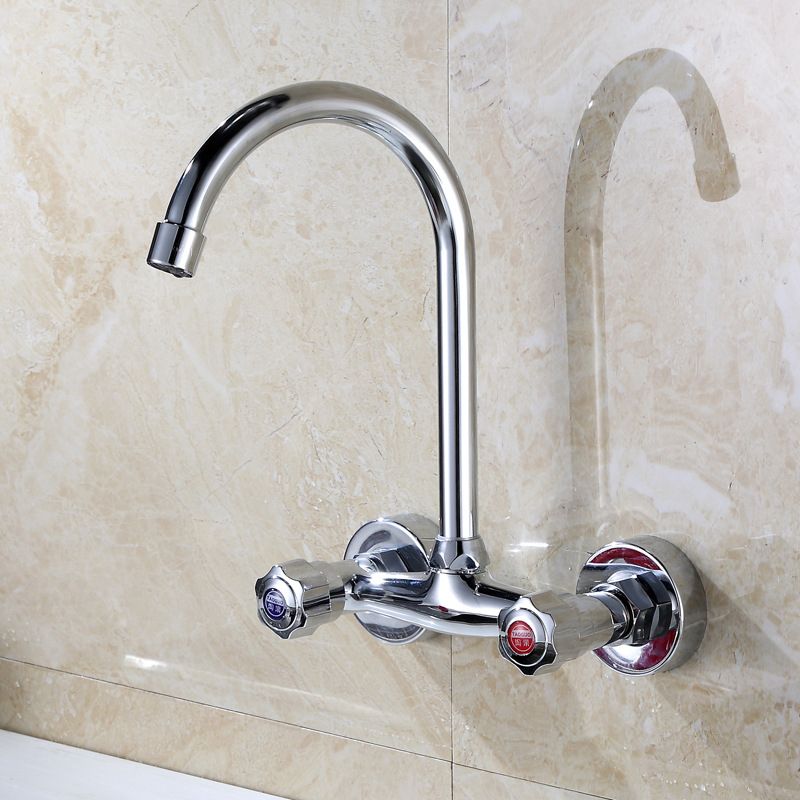 Brass Modern Kitchen Faucet No Sensor 2-Handle Faucet in Nickel