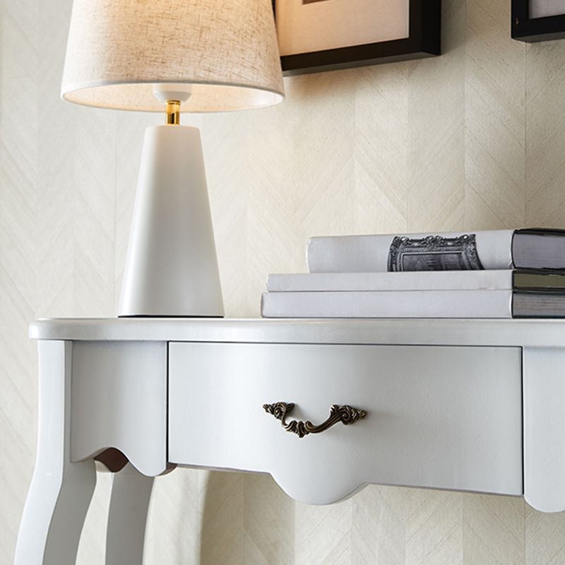 Mid-Century Modern Half Moon Console Table with Single Drawer in Brown /white