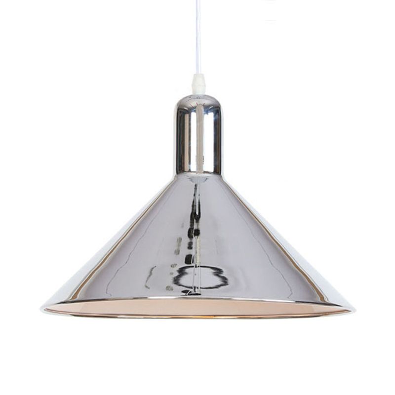 Conical Pendant Lighting with Electroplate Metal Shade Single Light Modern Hanging Light