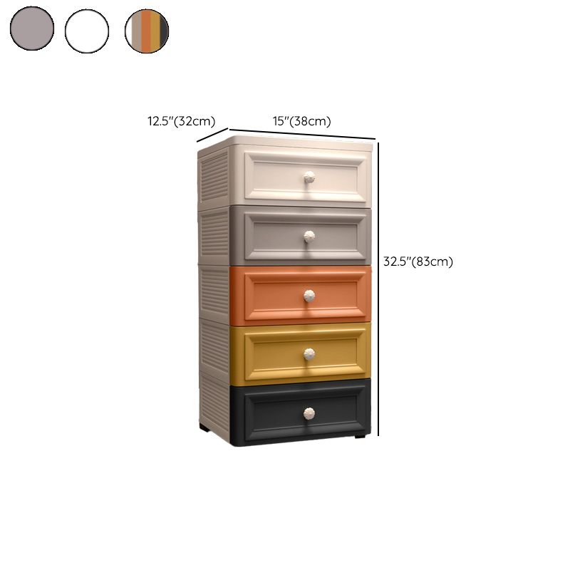 Vertical Plastic Modernism Nursery Dresser with 5 Drawers for Bedroom