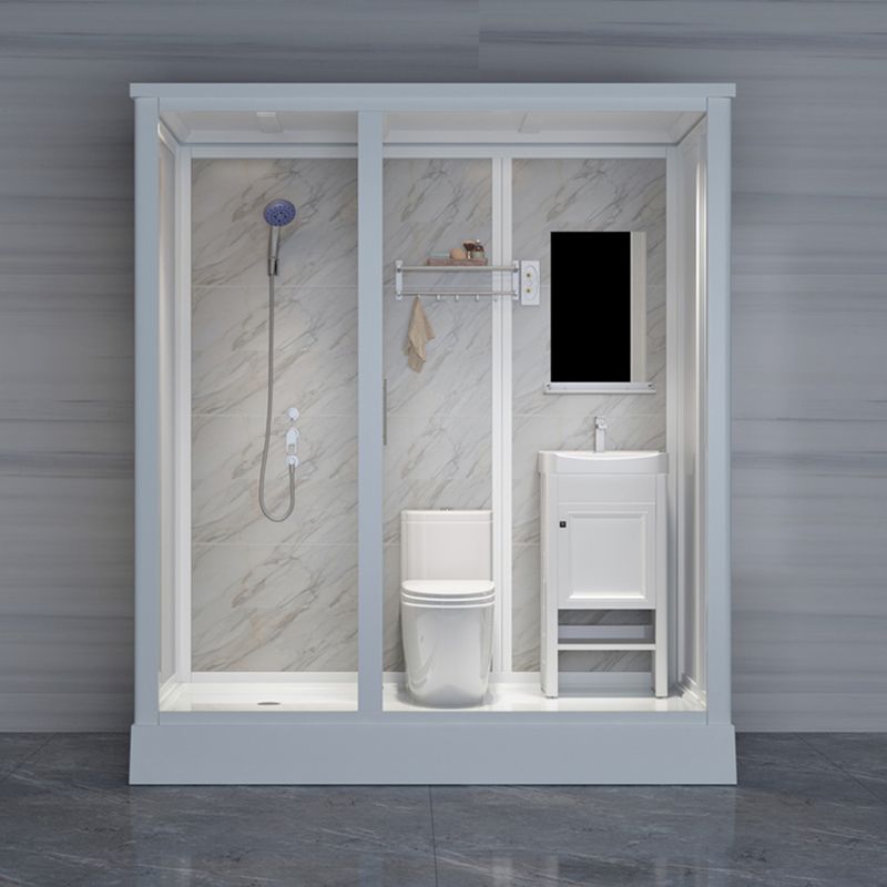 Clear Rectangle Shower Stall Modern Single Sliding Shower Stall