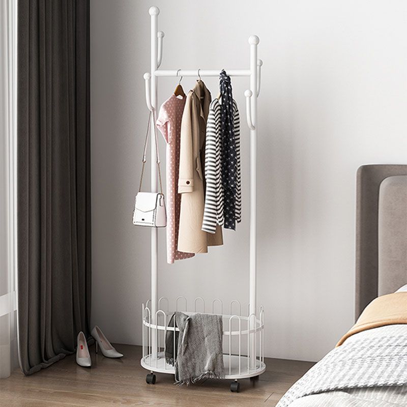 Glam Hall Tree Metal 4 Hooks No Distressing Coat Hanger With Storage Shelving