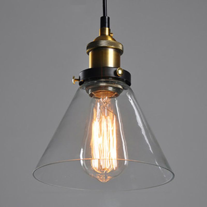 Cône Cone Pendant Lights Industrial Plafond Lights Verre 1 Light Hanging Lights