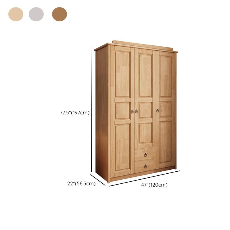 Light Brown Wooden Kid's Wardrobe High Gloss 2-Drawer Coat Locker