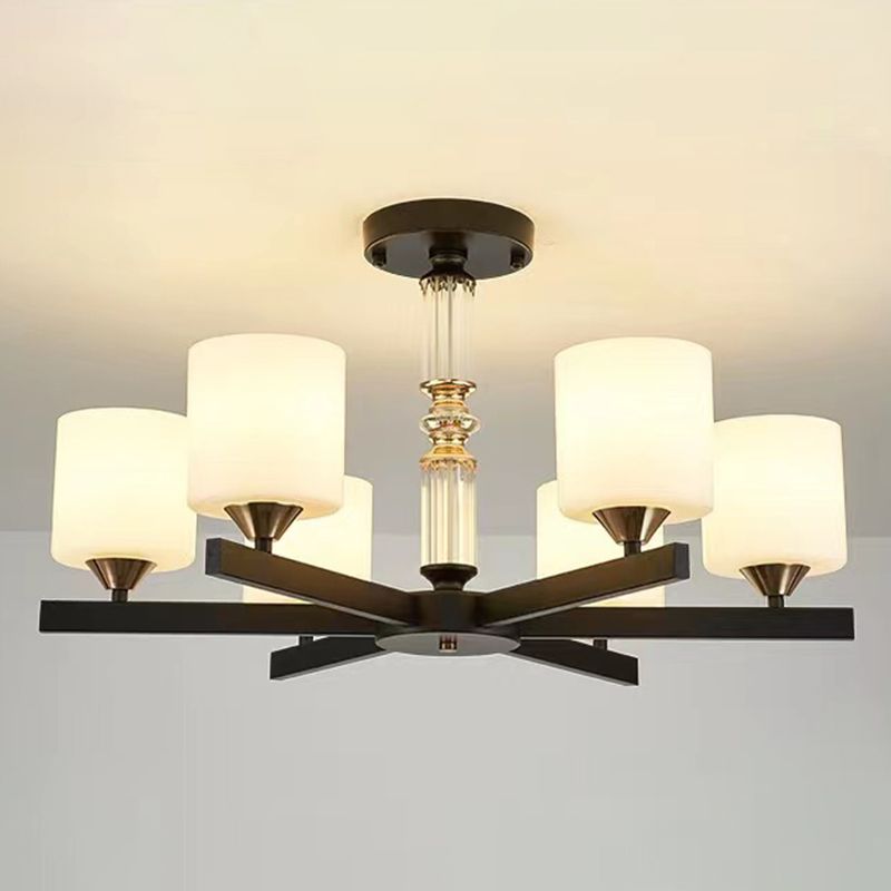 Metal Modern Flush Mount Cylinder Shape Ceiling Light with Glass Shade for Living Room