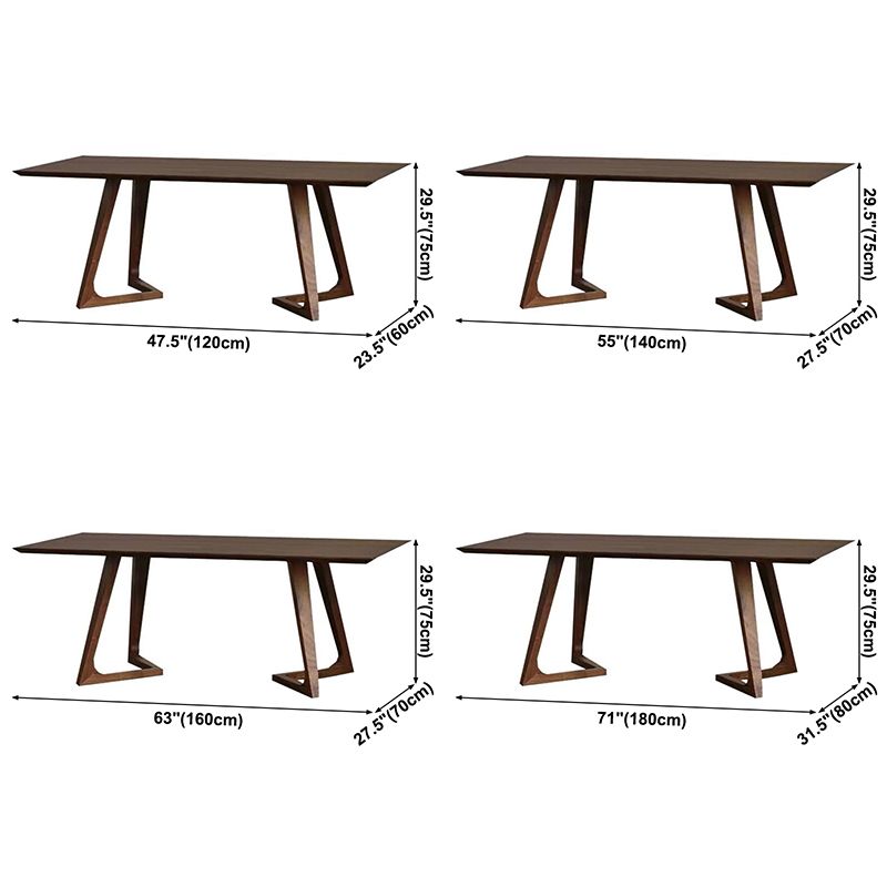 Modern Rectangle Dining Table Pine Solid Wood Table with Double Pedestal for Home Kitchen Dinner