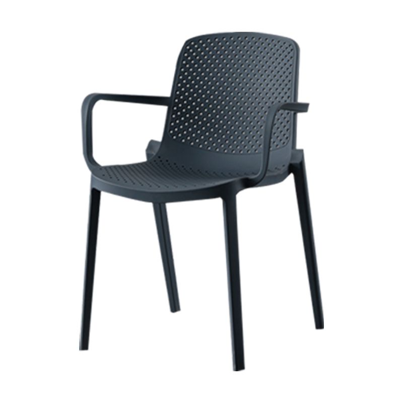 Contemporary Plastic Arm Chair Solid Back Kitchen Dining Room Chair