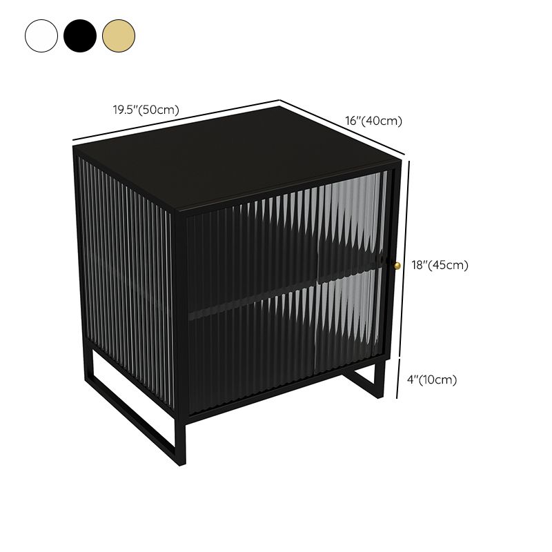 Glass and Metal Bedside Cabinet Modern Minimalist Bedside Table with Legs