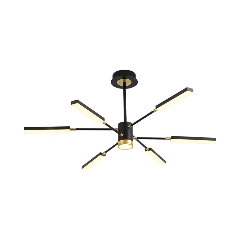 Sputnik Hanging Light Kit Modernism Metal 6/8 Heads Black Pendant Chandelier in Warm/White Light