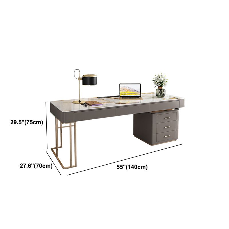 Rectangular Office Executive Desk Cable Management Beige Office Desk with Drawers