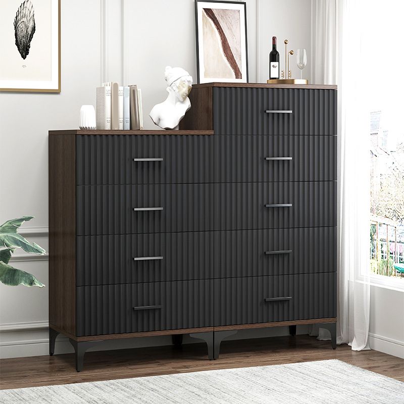 Contemporary Balck Rectangle Accent Chest with Straight Metal Legs