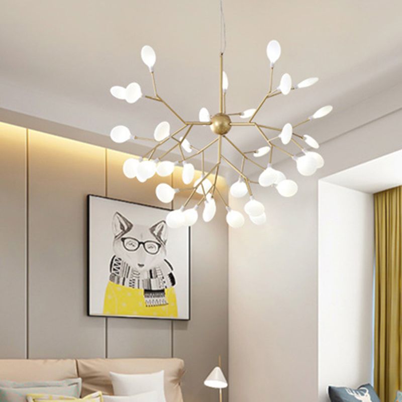 Modern Glowworm Chandelier Light Fixtures Multi-Head Gold Suspension Pendant Lamps