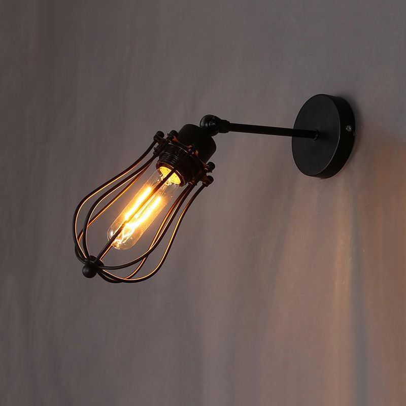 Unique Shape Sconce Light Fixture Industrial Sconce Lamp in Black Finish