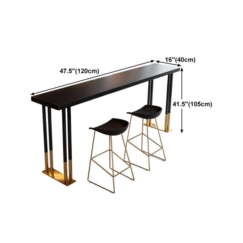 Kitchen Rectangle Wood Top Counter Table Gold Legs Glam Style Bar Table