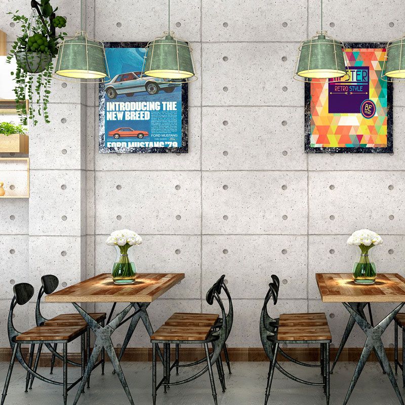 Restaurant Wallpaper with Industrial Grey 3D Stone and Dots, 31'L x 20.5"W, Non-Pasted