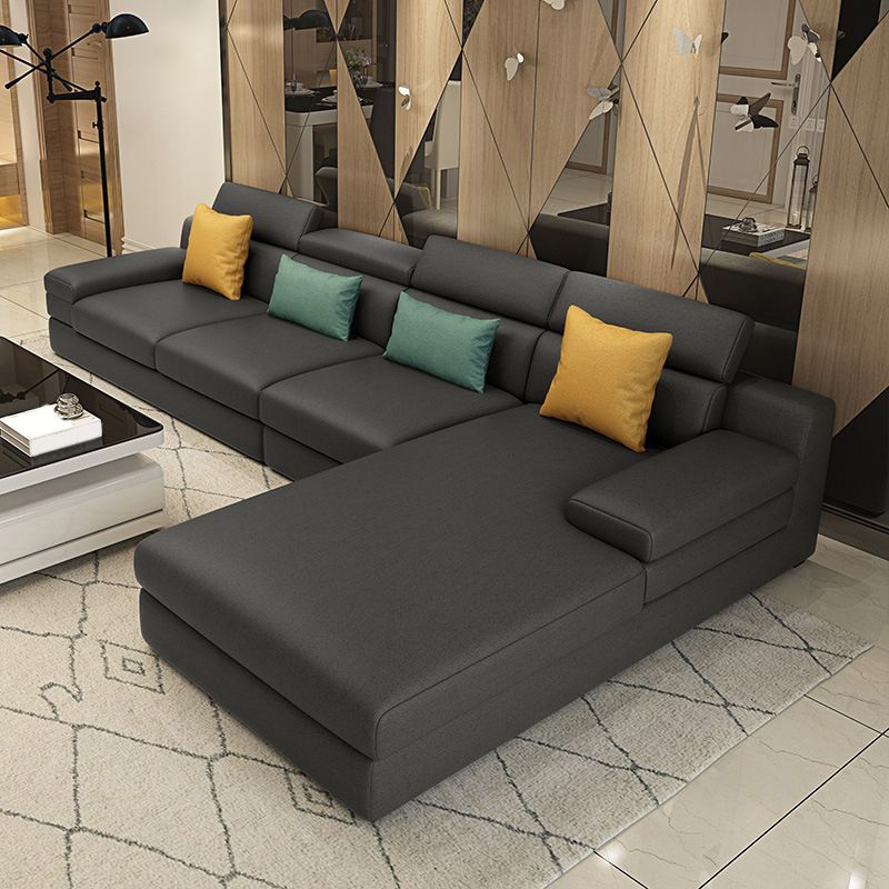 Scandinavian L-Shape Sectional with Pillow Top Arm for Four People