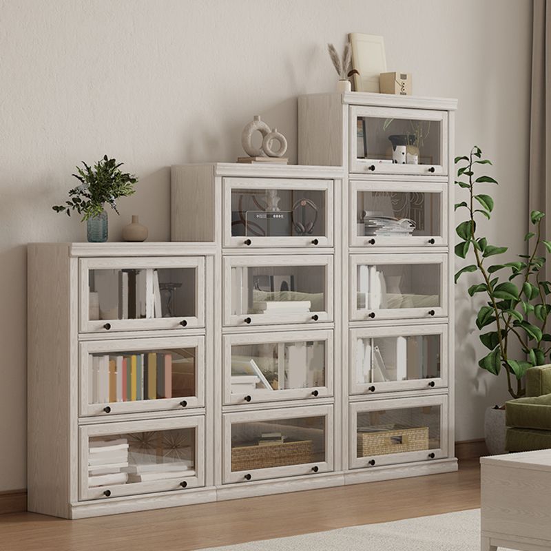 Contemporary Engineered Wood Bookcase White Standard Shelf with Doors