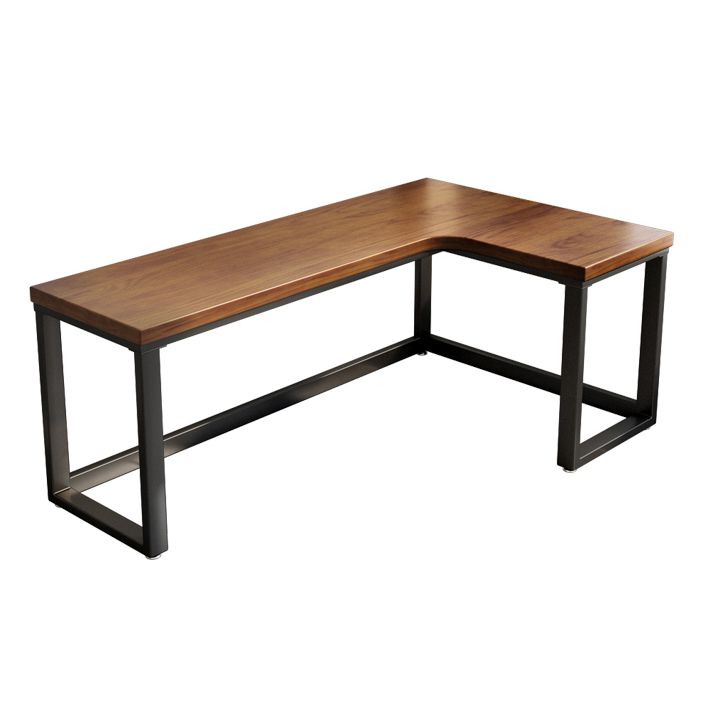 L-Shape Solid Wood Office Table Industrial Home Working Fixed Table