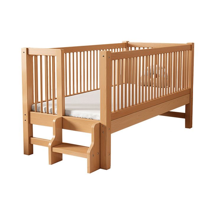 Traditional Beech Nursery Bed Natural Baby Crib with Guardrail