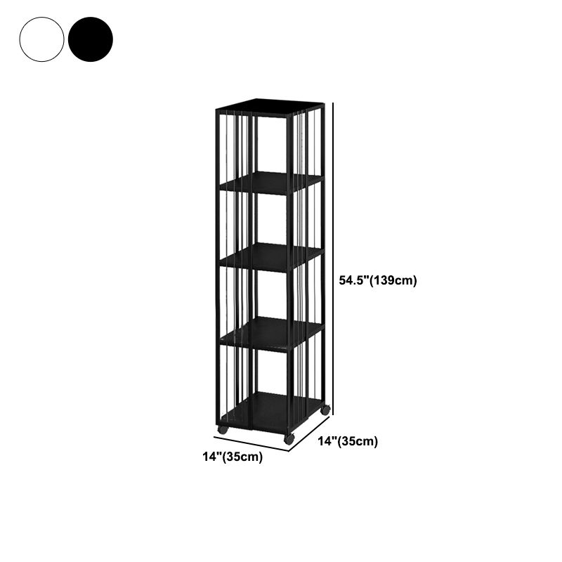 Modern & Contemporary Metal Shelf Open Back Bookcase with Caster