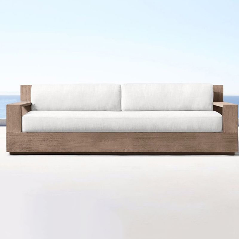 Farmhouse White Cushion Outdoor Sectional Sofa UV Resistant Sofa