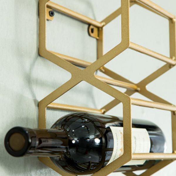 Glam Wall Mounted Wine Rack Bottle Metal Bottle Holder in Gold