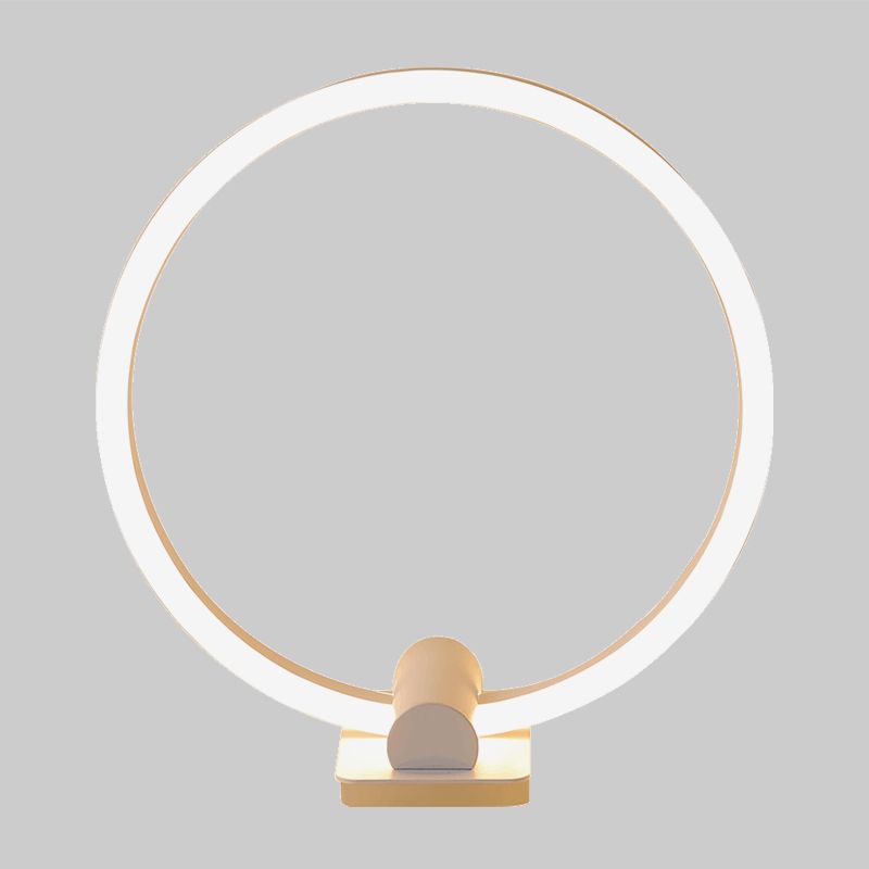 LED living Room Desk Light Modern White Task Lamp with Circular Acrylic Shade in Warm/White Light