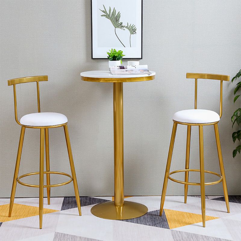 Glam Marble Counter Table with Round Table Top Gold Pedestal Table - 21.65'' Round