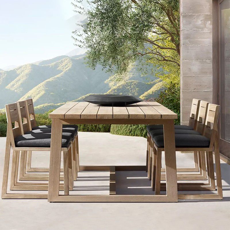 Contemporary Solid Wood Dining Armchair Open Back Outdoors Dining Chairs