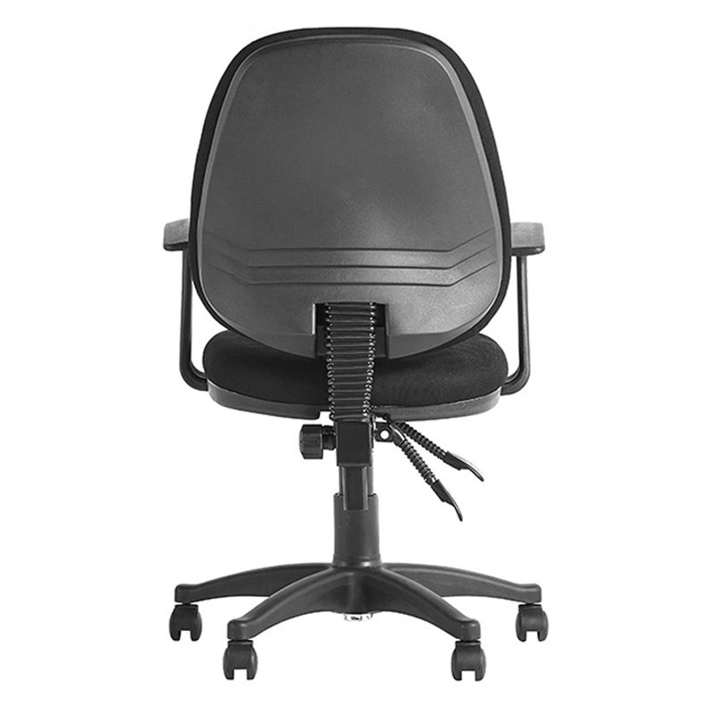 Modern Black Swivel Computer Chair Fixed Arms Height-adjustable Office Chair