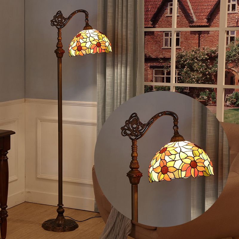 Single-bulb Light Light Classic Floral motif floral enracinement LICE DE LECTURE DE LECTURE EN ORANGE