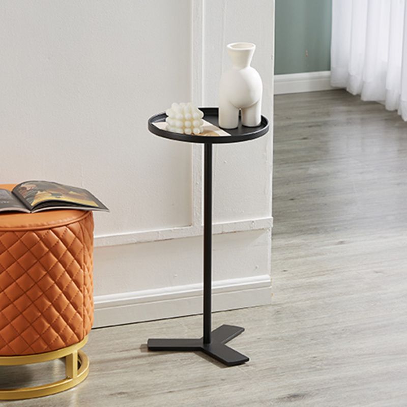 Iron Pedestal End Table Solid Color Round Metal Tray Top Side End Table