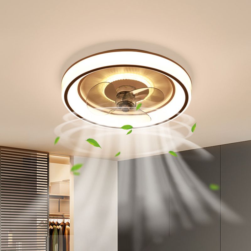 3-Blade Modernism Ceiling Fan Metal White Fan with Light for Room