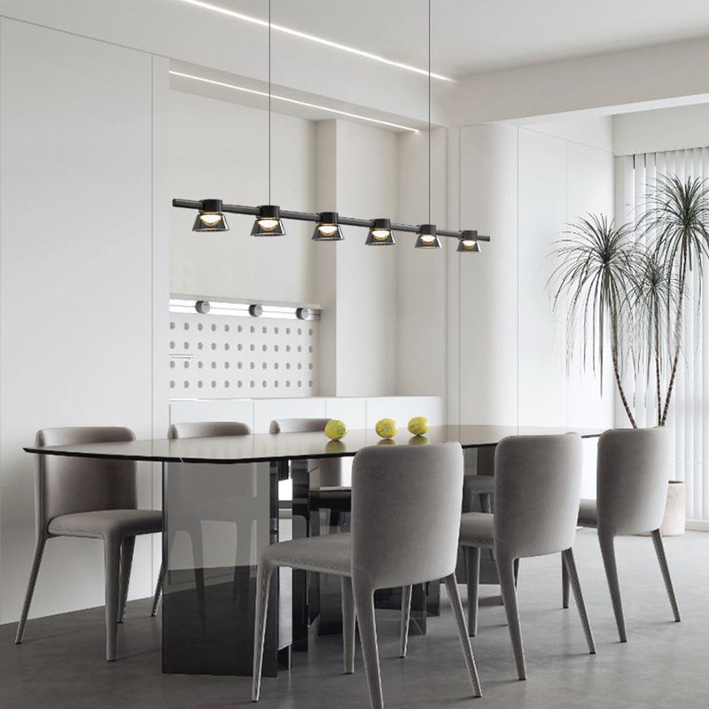 Linear Pendant Lighting Modern Glass Island Lighting for Dining Room