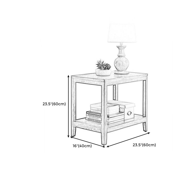 Modern Wood Side Table with no Wheels and Drawers for Living Room